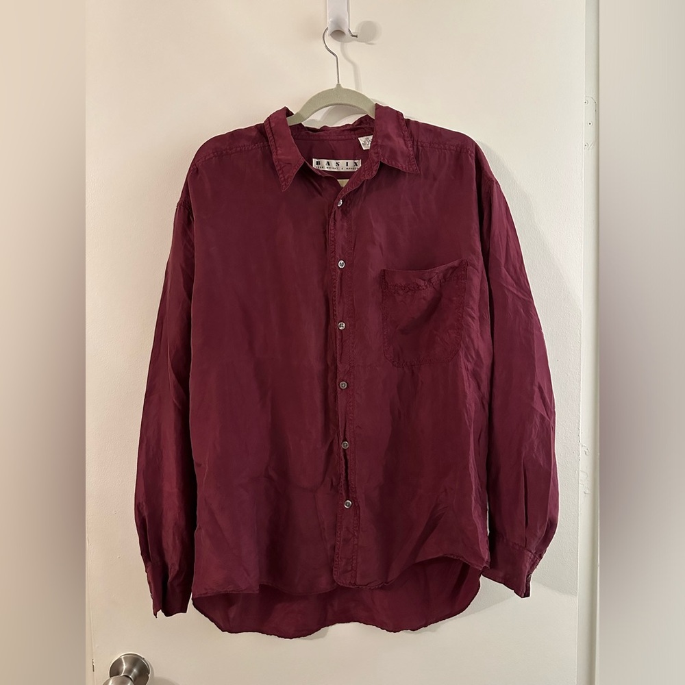 Basix Vintage Wine Silk Button Down